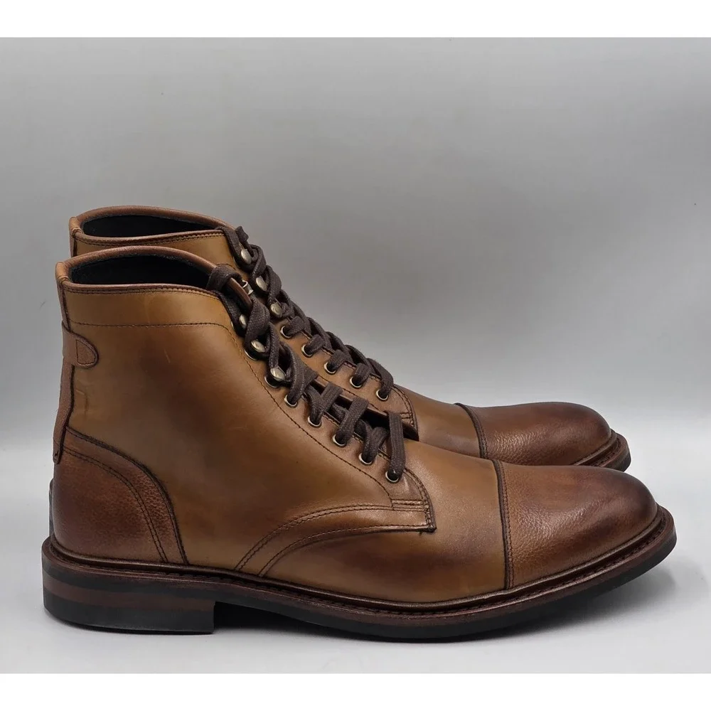 Allen Edmonds Landon Cap Toe Leather Boots Men's 8.5D Walnut USA 3739